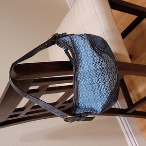 Coach Blue Monogrammed Signature Textile Hobo Bag